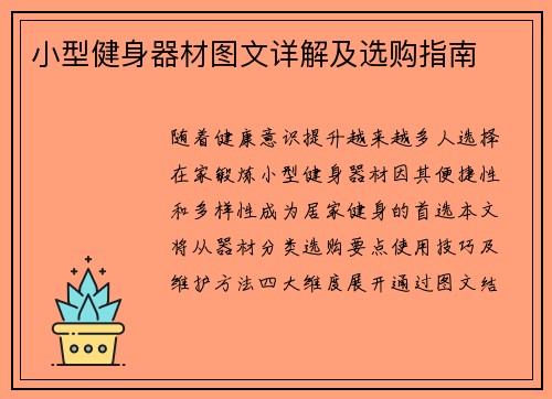 小型健身器材图文详解及选购指南